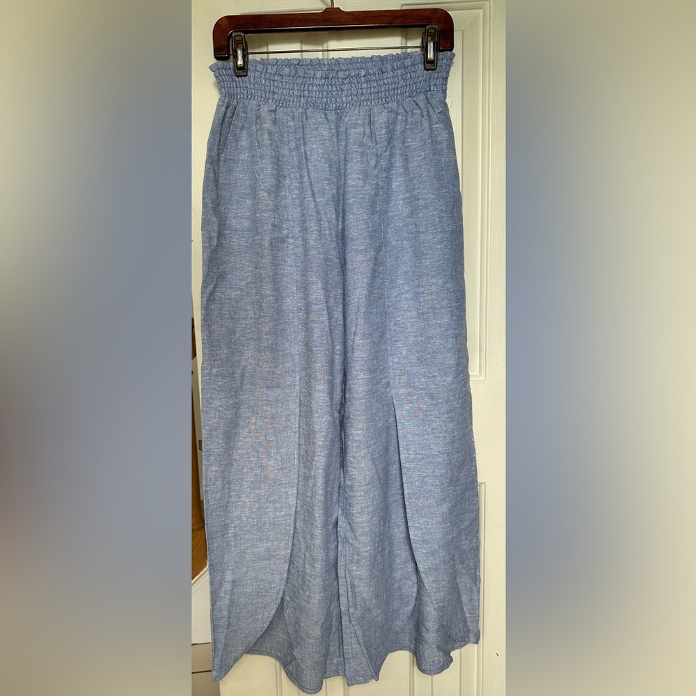 NWOT Blue Linen Blend Pants- Medium